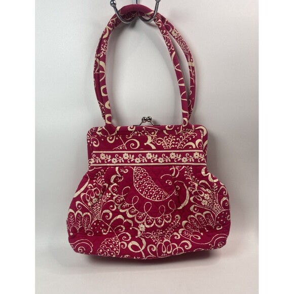 Vera Bradley Alice Kisslock Shoulder Bag-Twilly Birds Pink Pattern-Retired - Picture 2 of 16